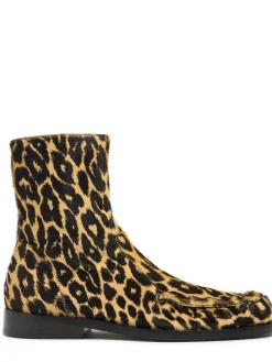 Stivaletti in pelle stampa animalier