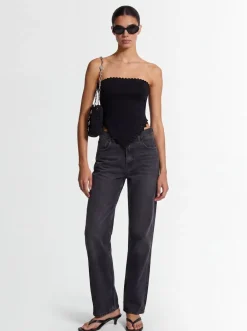 Strapless top with crochet trim