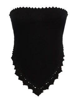 Strapless top with crochet trim
