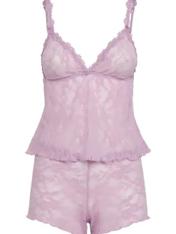 Stretch lace camisole & shorts set