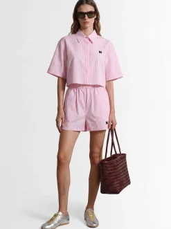 Striped boxer-style shorts