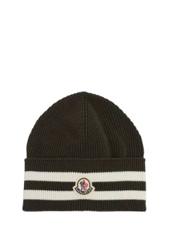 Striped cotton blend beanie