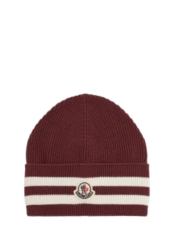 Striped cotton blend beanie