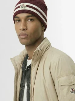 Striped cotton blend beanie