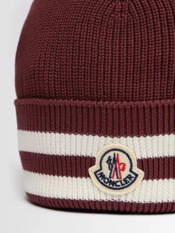 Striped cotton blend beanie