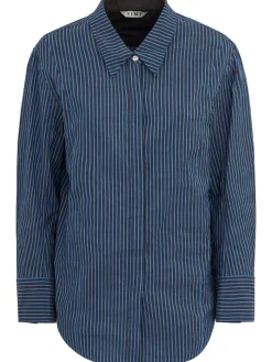Striped cotton blend shirt