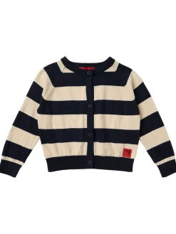 Striped cotton knit cardigan