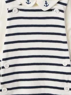 Striped cotton overalls & shirt