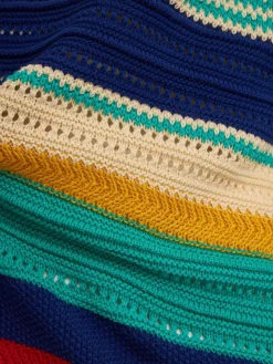 Striped knit cotton polo shirt
