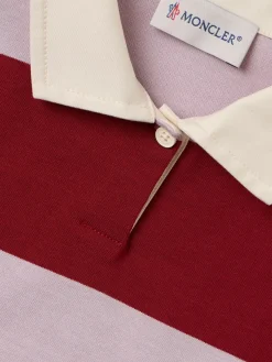 Striped long sleeve cotton polo shirt