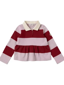 Striped long sleeve cotton polo shirt