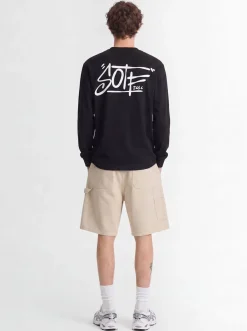 Tag printed cotton long sleeve T-shirt