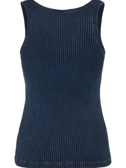 Tank top in cotone stretch a costine
