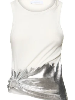 Tank top in jersey di misto cotone a costine