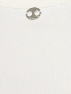 Tank top in jersey di misto cotone a costine