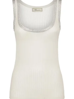 Tank top in maglia con scollo decorato