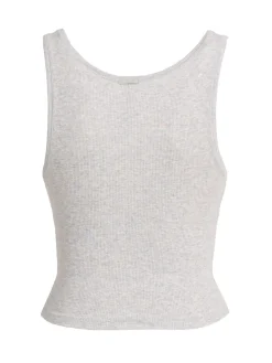 Tank top in misto cotone a costine