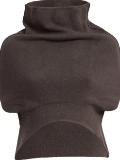 Top drappeggiato in misto cashmere