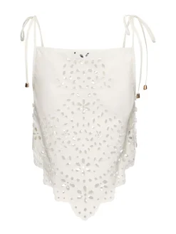 Top in cotone con ricami
