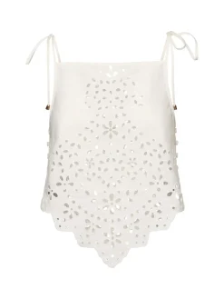 Top in cotone con ricami