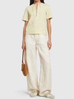 Top in jersey con lacci