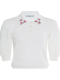Top in maglia di lana con ricami