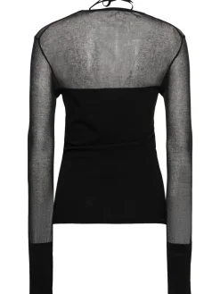 Top in maglia di misto viscosa con trasparenze