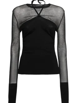 Top in maglia di misto viscosa con trasparenze