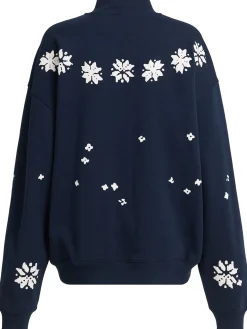 Top in misto cotone con mezza zip
