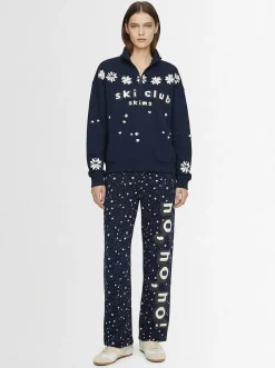 Top in misto cotone con mezza zip