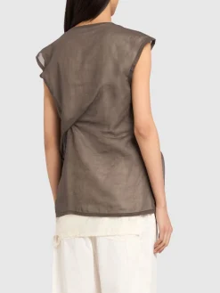 Top in organza di cotone drappeggiato Inawa
