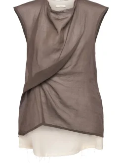Top in organza di cotone drappeggiato Inawa