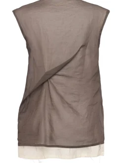 Top in organza di cotone drappeggiato Inawa