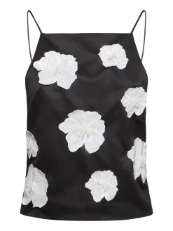 Top in raso con fiori