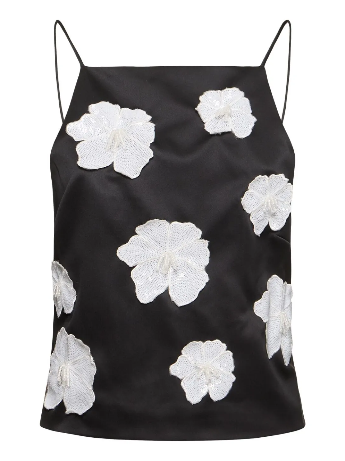 Top in raso con fiori