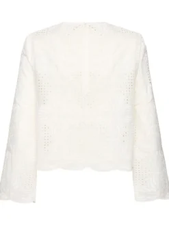 Top in voile di misto cotone voile ricamato