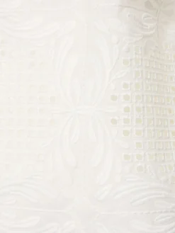 Top in voile di misto cotone voile ricamato