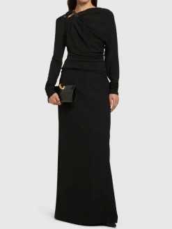 Top maniche lunghe in jersey drappeggiato