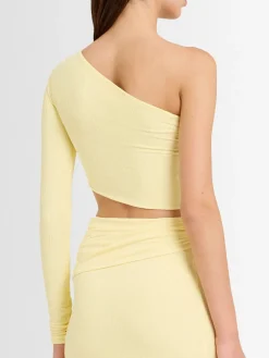 Top monospalla in jersey di viscosa stretch