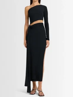 Top monospalla in jersey di viscosa stretch