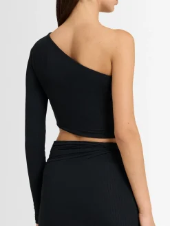 Top monospalla in jersey di viscosa stretch