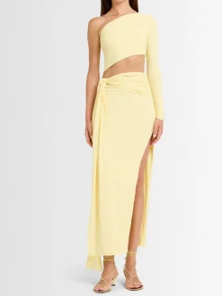 Top monospalla in jersey di viscosa stretch