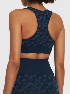 Top senza cuciture jacquard con logo