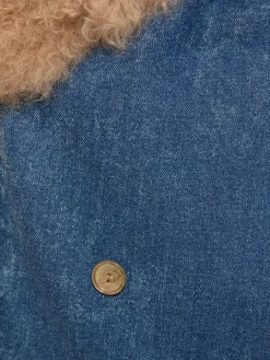 Trench in denim e shearling