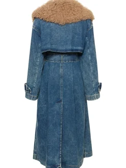 Trench in denim e shearling