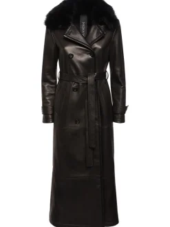 Trench in pelle e shearling