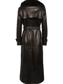 Trench in pelle e shearling