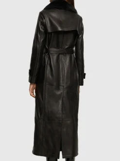 Trench in pelle e shearling