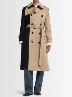 Trench lungo in gabardina di misto cotone