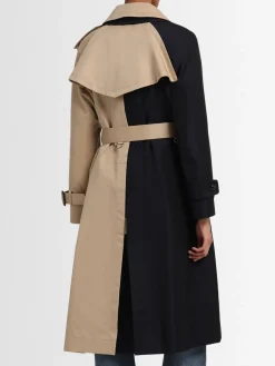 Trench lungo in gabardina di misto cotone